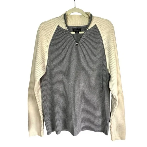 Vintage Ralph Lauren 100% Cotton Quarter Zip Pull Over Rib Knit Sweater Size L - Picture 3 of 13